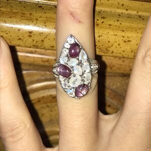 Star Ruby Rainbow Moonstone Sterling Silver Ring Size 5